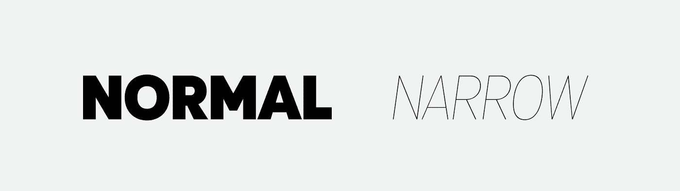 A gif showing animated NORMAL and NARROW word