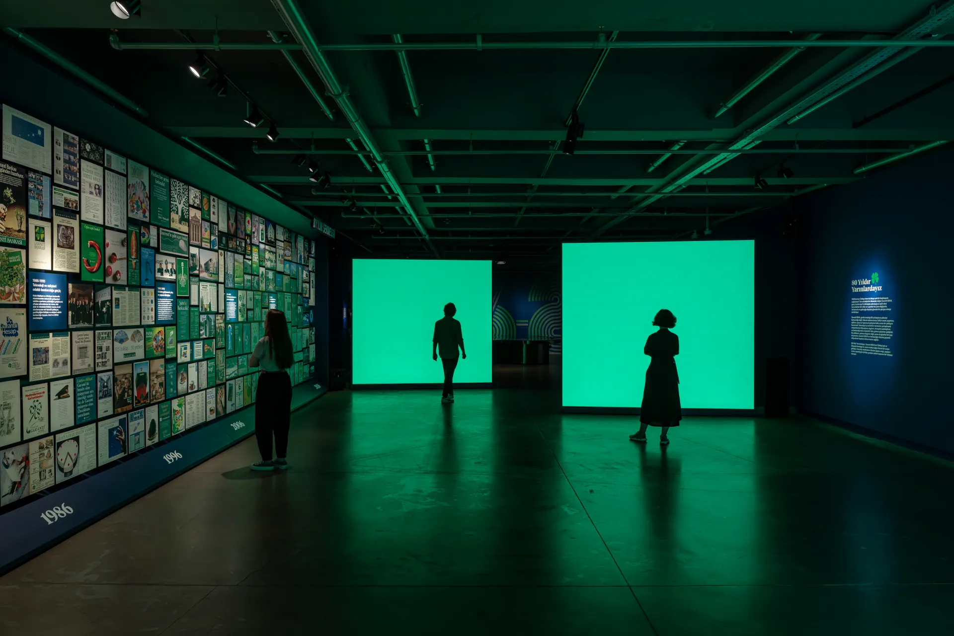 Exhibition space view of the Kontact installation by Nohlab at Salt Galata