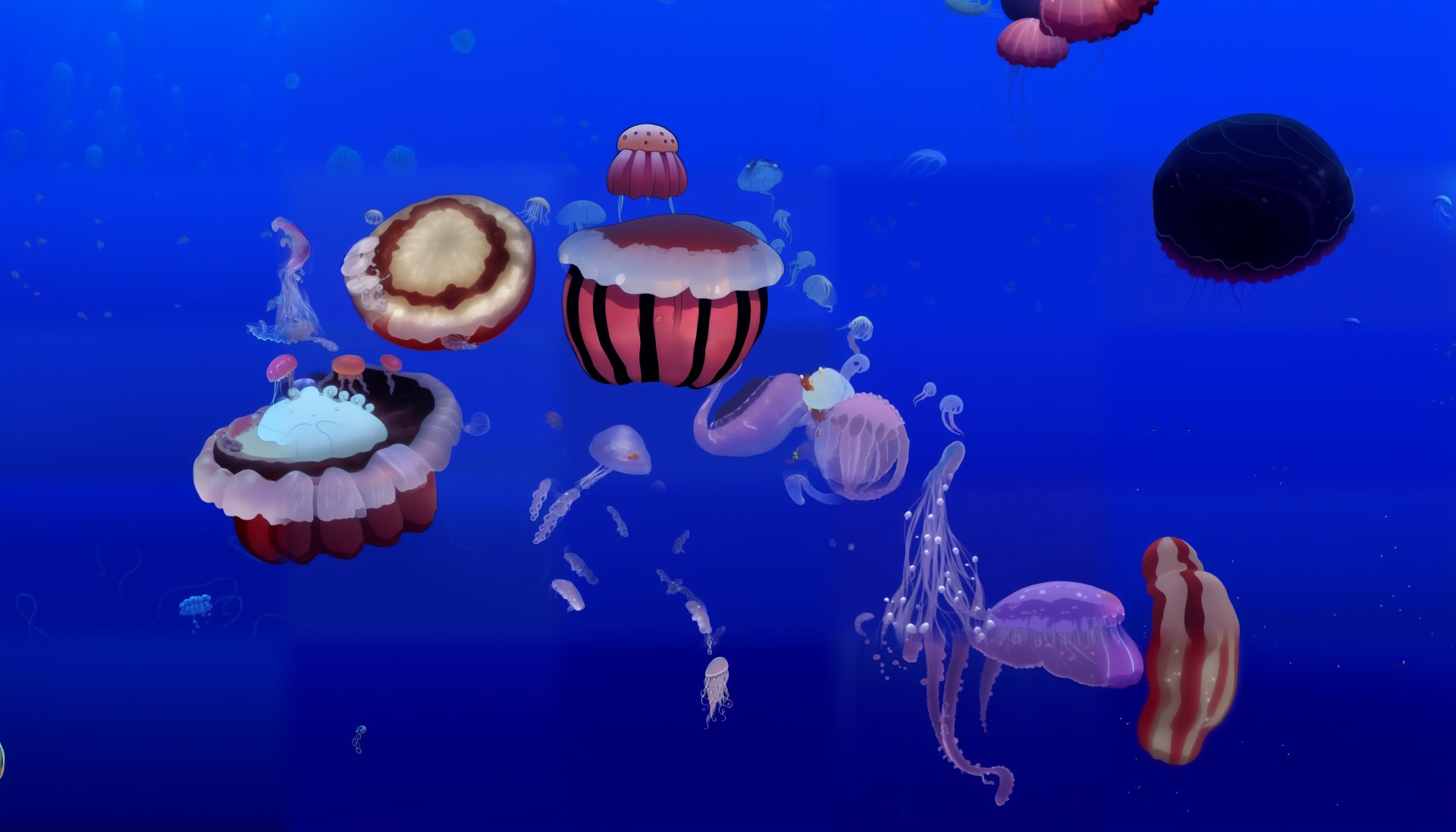 Stylized render of a jellyfishes generated with Artifical Intelligence